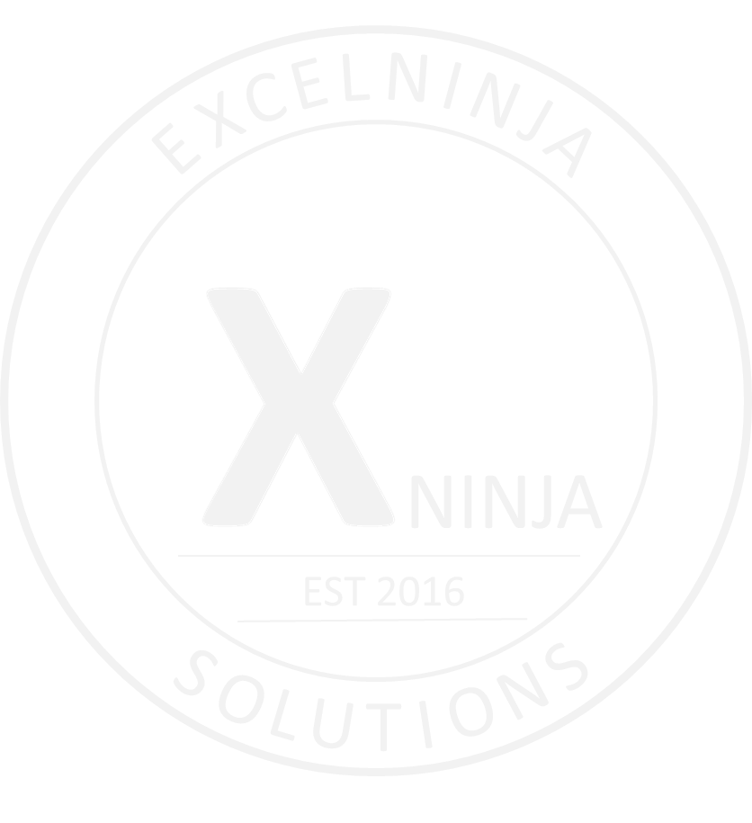 Vit logotyp för Ninja Solutions, ExcelNinja.